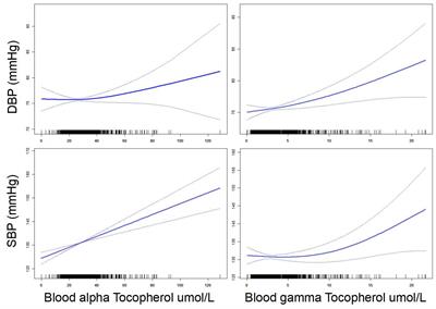 The association between blood vitamin E and blood pressure in an adult population with and without diabetes mellitus